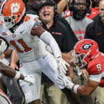 Georgia's Justyn Rhett makes a tackle.