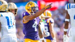 CJ Daniels after catching a pass in LSU's 2024 game against UCLA.
