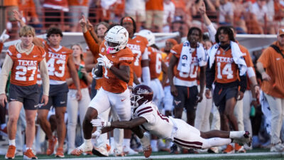 Texas WR Johntay Cook II in action.