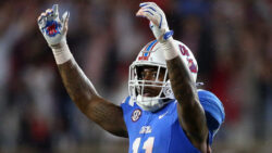 Ole Miss LB Chris Paul Jr. celebrates a big play.