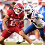 Isaiah Sategna catches a pass against Louisiana Tech in 2024.