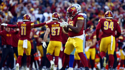 Former Alabama DL Phidarian Mathis plays for Washington against Dallas.