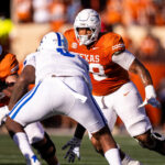 Kelvin Banks Jr. plays in the Texas-Kentucky game.