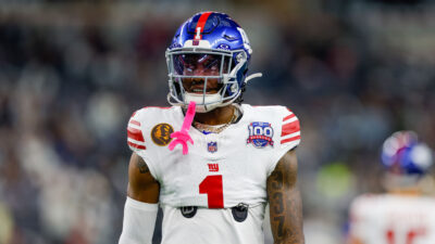 Malik Nabers before a New York Giants game.