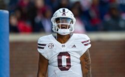 Michael Van Buren celebrates after Mississippi State scored a touchdown in the Egg Bowl