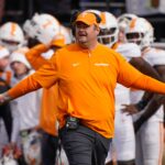 Josh Heupel coaches during a game in 2024.