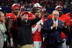 Kirby Smart and Georgia celebrate the 2024 SEC championship.