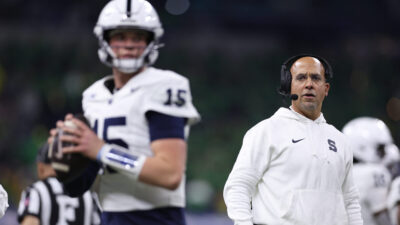 James Franklin and Drew Allar during the 2024 Big Ten Championship Game.
