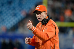 Dabo Swinney is shown during the ACC title game.
