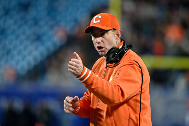 Dabo Swinney is shown during the ACC title game.