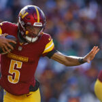 Washington Commanders QB Jayden Daniels in action.