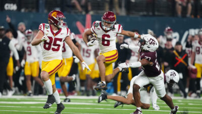 Las Vegas Bowl action between USC and Texas A&M.