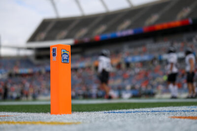 Pop-Tarts Bowl pylon for the game between Miami and Iowa State.