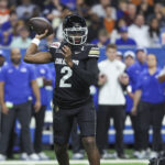 Shedeur Sanders fires a pass in the Alamo Bowl.