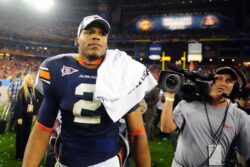 Cam Newton wears his legendary No. 2 Auburn jersey after winning the BCS National Championship