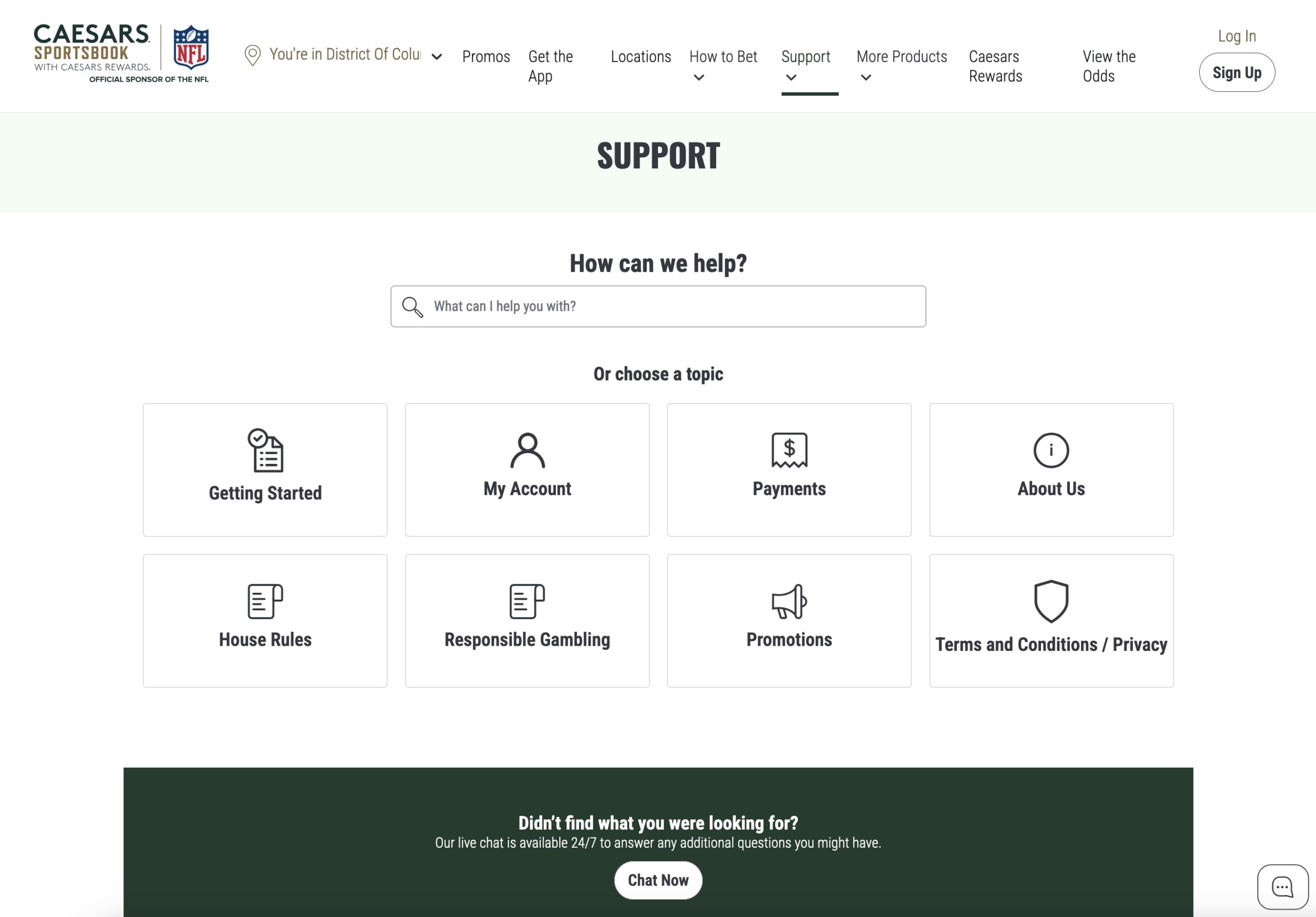 Caesars Sportsbook Customer Support