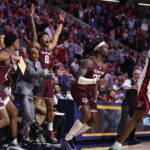 Texas A&M players celebrate at Ole Miss.