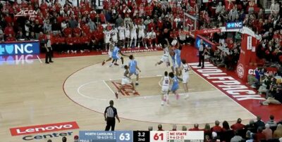 Jalen Washington blocks a shot to help UNC beat NC State.
