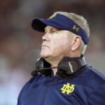 Brian Kelly is shown during his Notre Dame days.