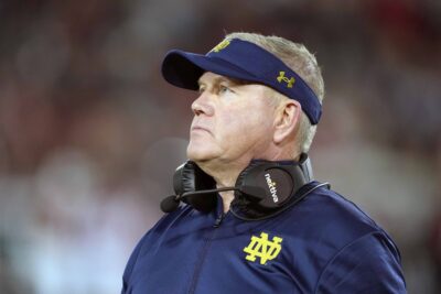 Brian Kelly is shown during his Notre Dame days.