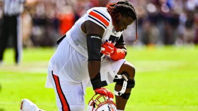 Jeremiah Wright is shown playing for Auburn.