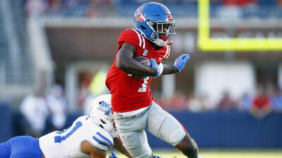 Ayden Williams runs after a reception.