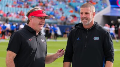 Georgia and Florida coaches Kirby Smart and Billy Napier.