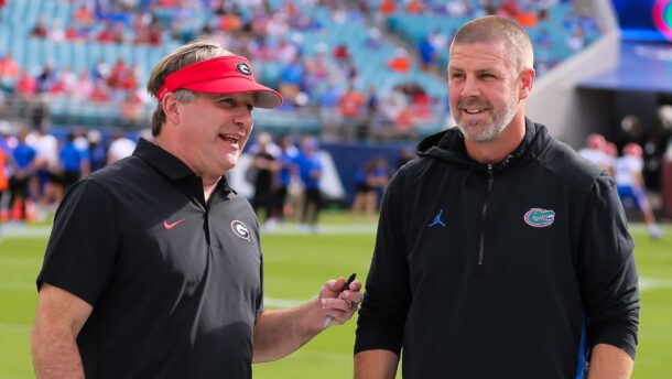 Georgia and Florida coaches Kirby Smart and Billy Napier.
