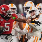 Anthony Evans is shown in Georgia's 2024 game against Tennessee.