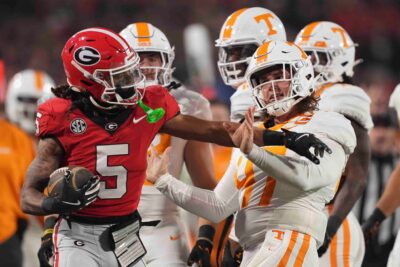 Anthony Evans is shown in Georgia's 2024 game against Tennessee.