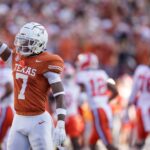 Jahdae Barron celebrates a play for Texas.