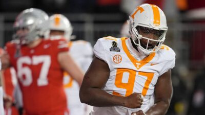 Jayson Jenkins after a play against Ohio State.