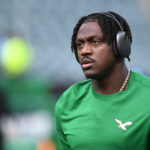 AJ Brown before an Eagles game.