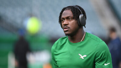 AJ Brown before an Eagles game.