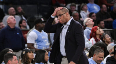UNC basketball coach Hubert Davis.