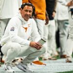 Texas coach Steve Sarkisian in the Peach Bowl.