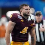 Cam Skattebo after making a big play vs. Texas.