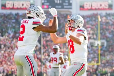 Ohio State players celebrate.