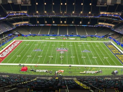 Field view inside Caesars Superdome.