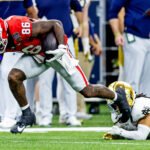 Xavier Watts tries to make a tackle against Georgia.