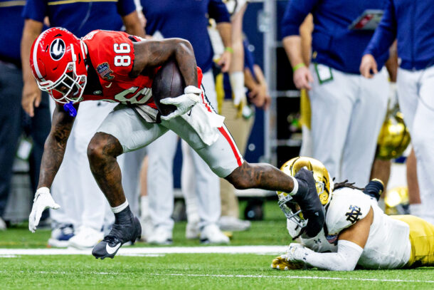 Xavier Watts clowned after going down with apparent fake injury vs. Georgia