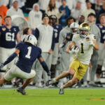 Jaden Greathouse catches a pass against Penn State.