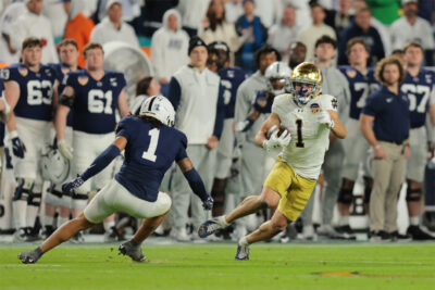 Jaden Greathouse catches a pass against Penn State.