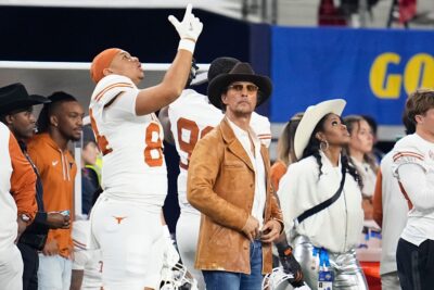 Matthew McConaughey at the 2025 Cotton Bowl between Texas and Ohio State.