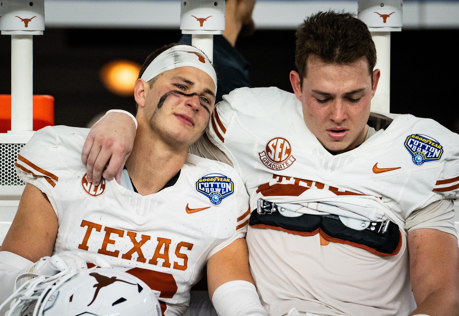 Michael Taaffe lets out guttural screams as he exits Cotton Bowl following Texas loss