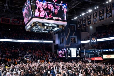 Vanderbilt fans storm the court.