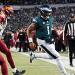 Jalen Hurts scores a rushing touchdown in the NFC Championship Game.