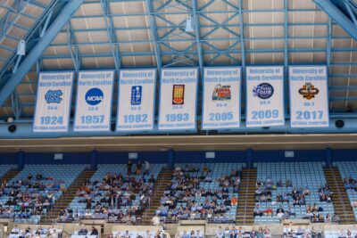 North Carolina's Dean E. Smith Center banners.
