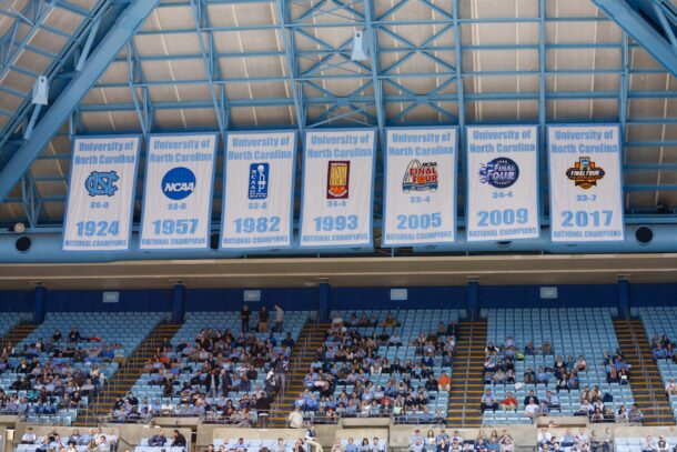 North Carolina's Dean E. Smith Center banners.