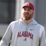 Colin Hitschler at Alabama practice in 2024.